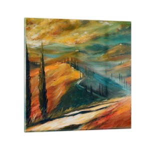 Tablou pe sticlă - Peisaj toscan - 30x30 cm
