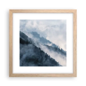 Poster în ramă de stejar deschis - Misticul munților - 30x30 cm