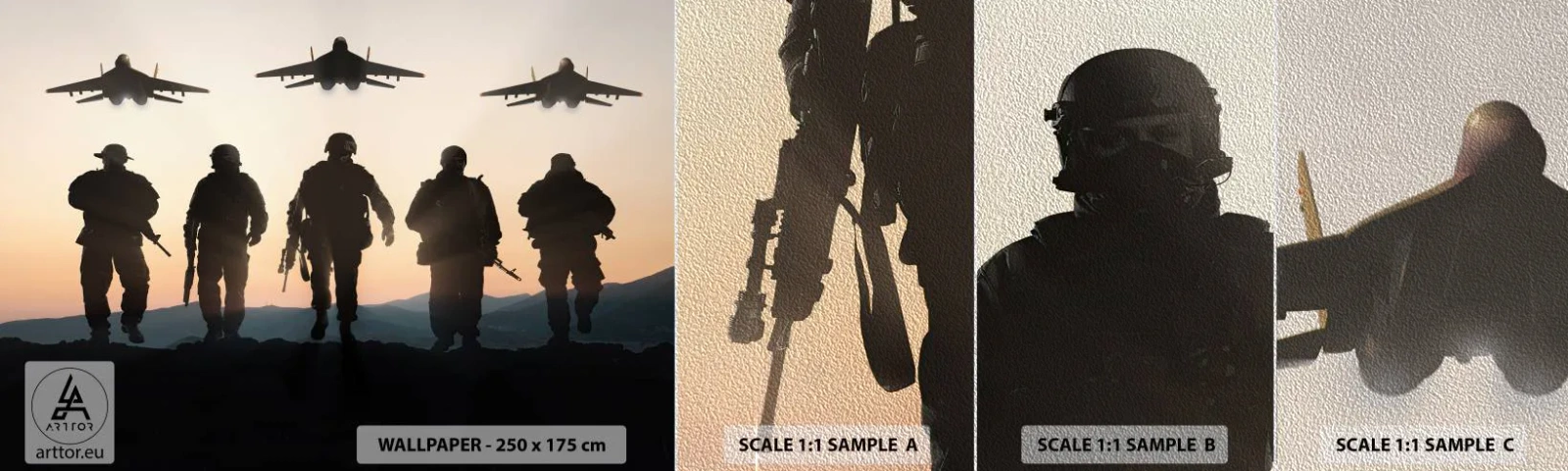 Mostră tapet Premium Sand - Bun venit în lumea mea - Militar, Armată, Soldati - 100x30 cm