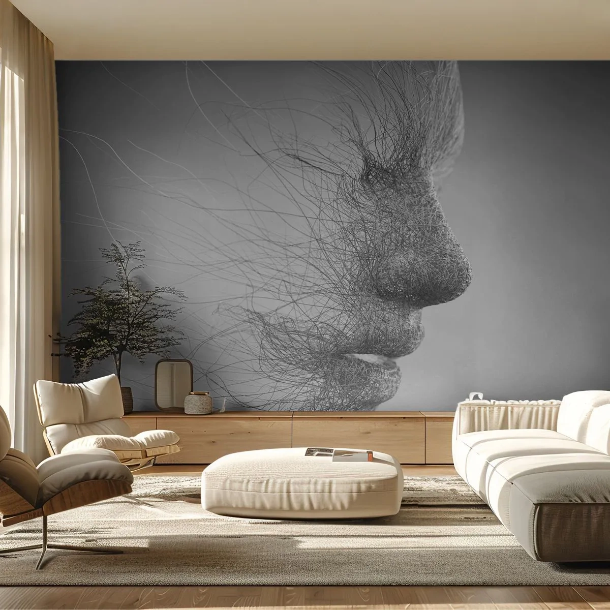 Tapet Standard Eco - Spiritul vântului - Abstracția, Chipul de femeie, Grafică - 300x210 cm