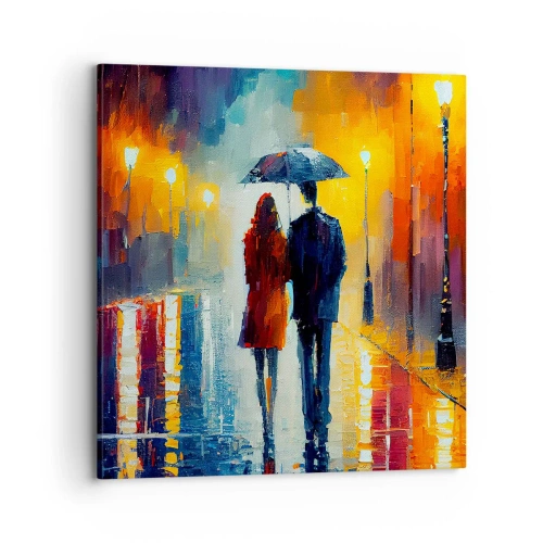 Tablou pe pânză - Împreună - o noapte plină de culoare - 70x70 cm