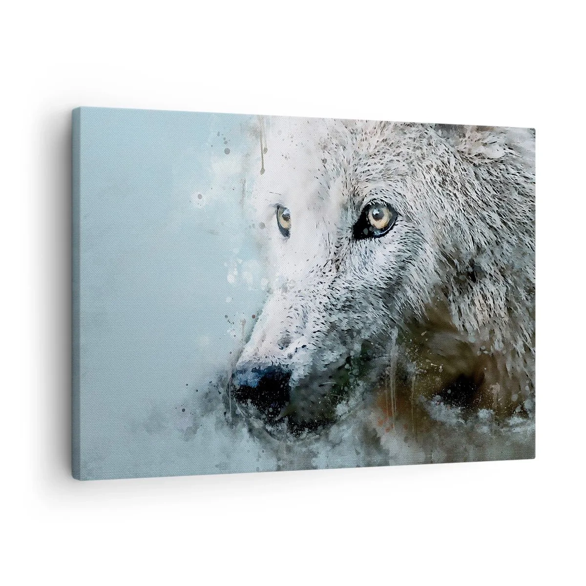 Tablou pe pânză Canvas - Portret în acuarelă al unui lup - 70x50cm - Faceți cunoștință cu sufletul lupului - Decorațiune modernă pentru perete pentru living și dormitor ARTTOR