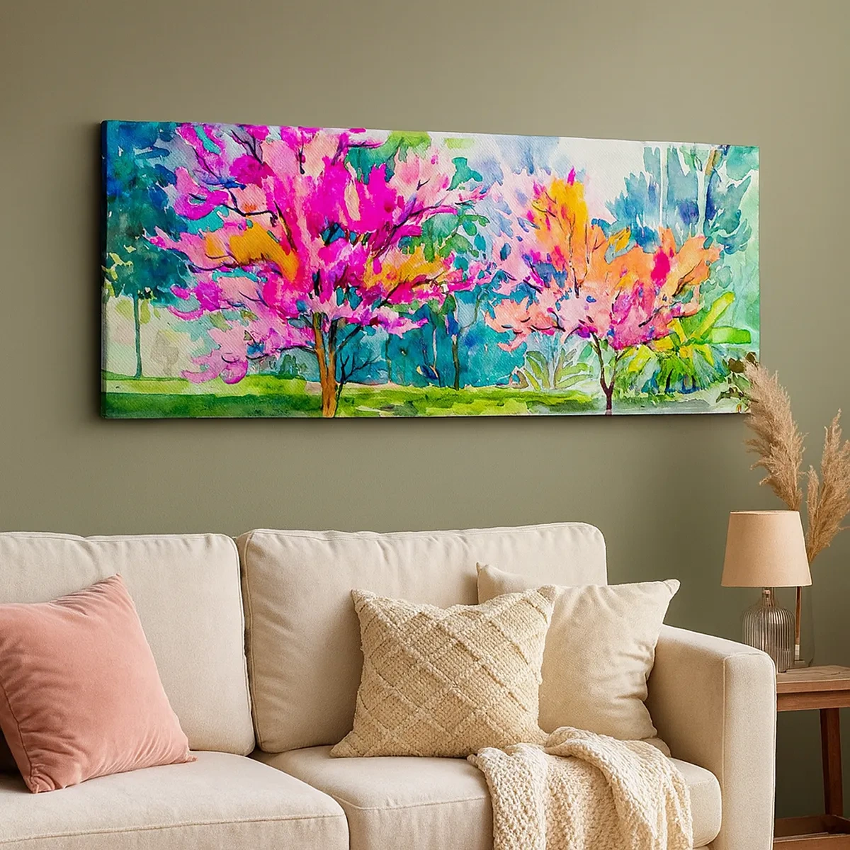 Tablou pe pânză - Grădina curcubeului în splendoarea primăverii - 30x30 cm