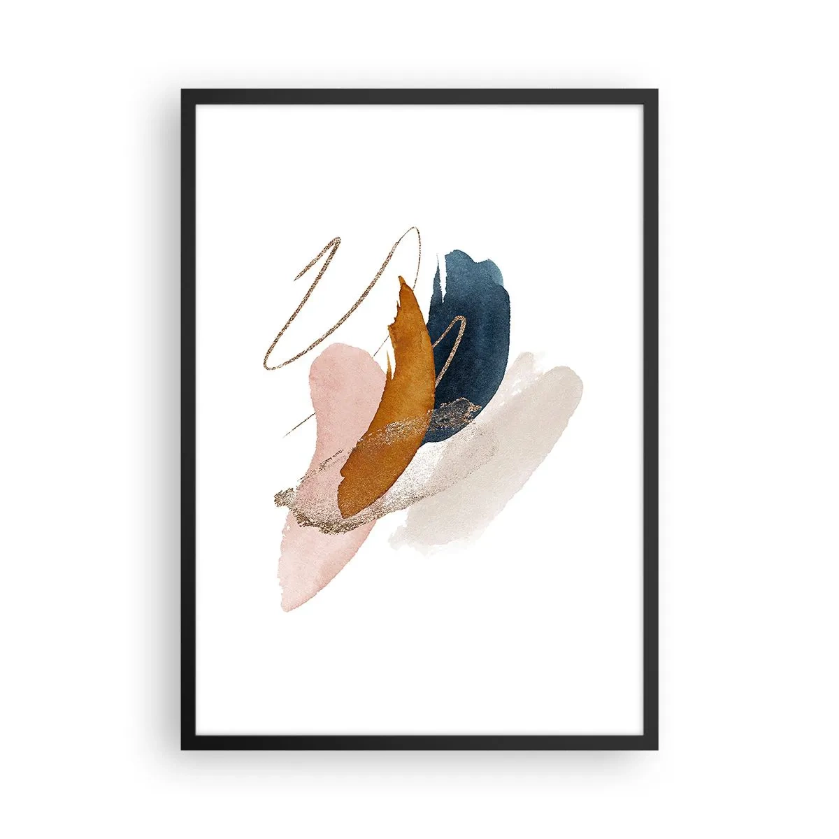 Poster în ramă neagră - Abstracție delicată în nuanțe pastelate - 50x70cm - Compoziție înaripată - Decorațiune modernă pentru perete pentru living și dormitor ARTTOR