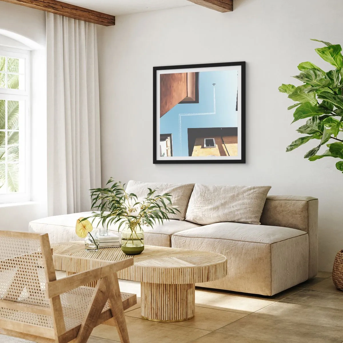 Poster în ramă neagră - Deasupra labirintului urban - 30x30 cm