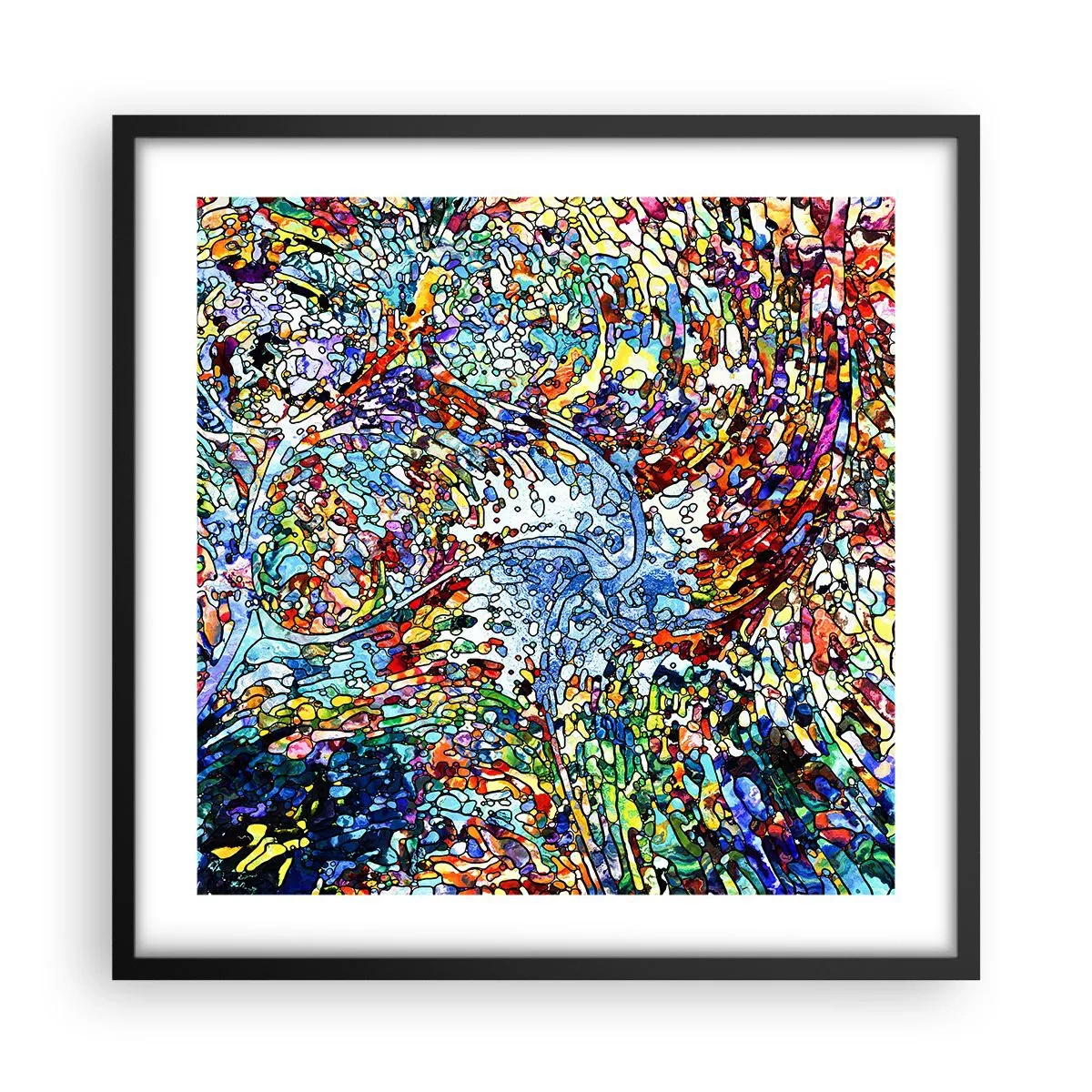 Poster în ramă neagră - Vitraliu de picături - 50x50 cm