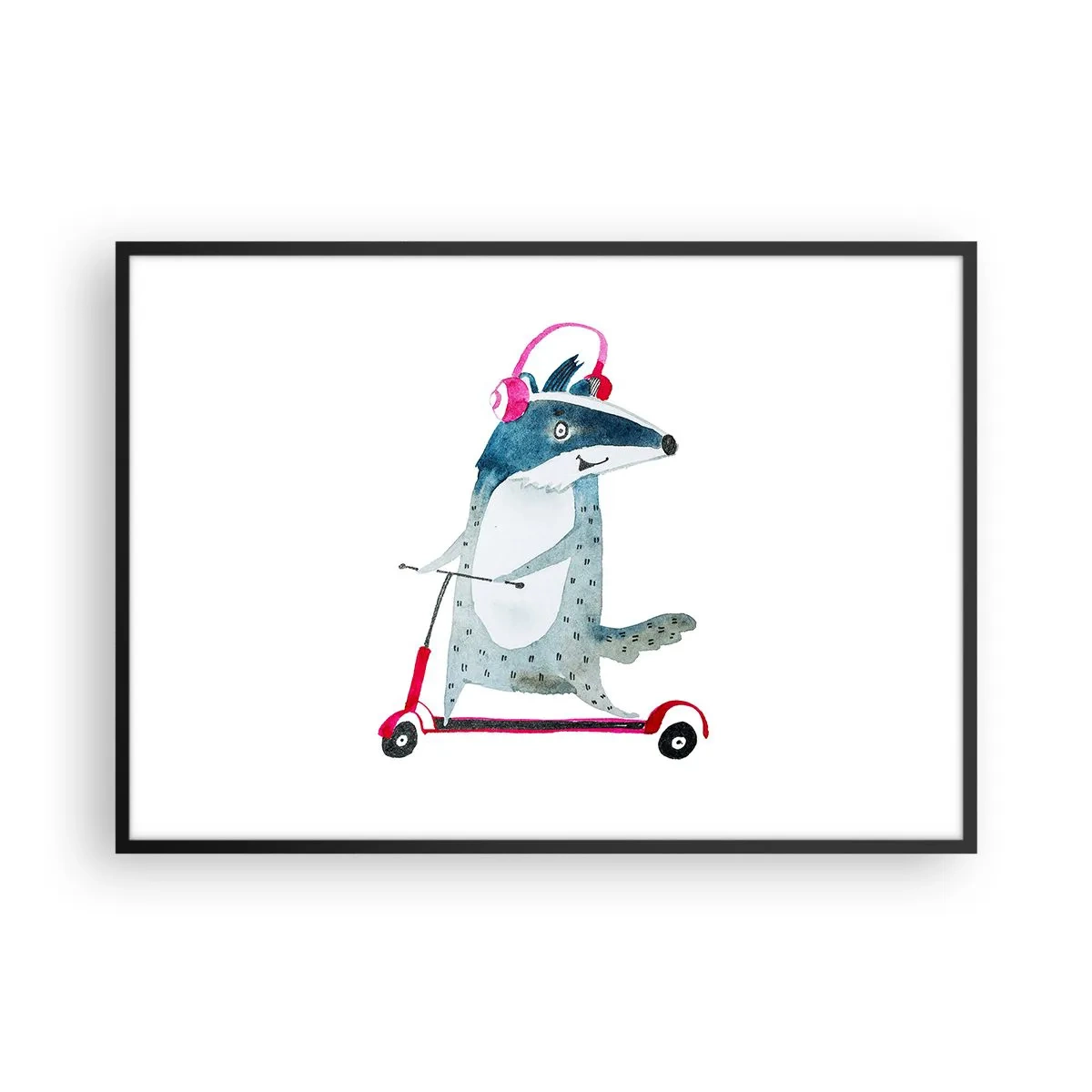 Poster în ramă neagră - Bucurie de bursuc - 100x70 cm