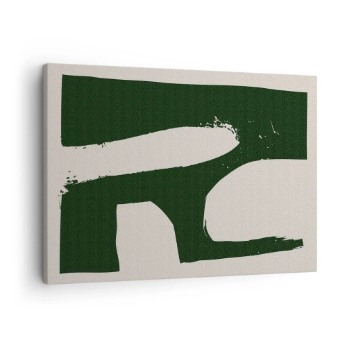 Tablou pe pânză Canvas - Rezumat minimalist în verde pe un fundal deschis - 70x50cm - Golfuri de alb - Decorațiune modernă pentru perete pentru living și dormitor ARTTOR