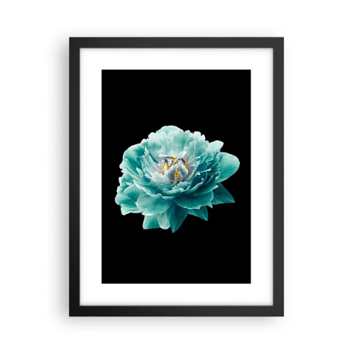 Poster în ramă neagră - Petale albastre și aurii - 30x40 cm