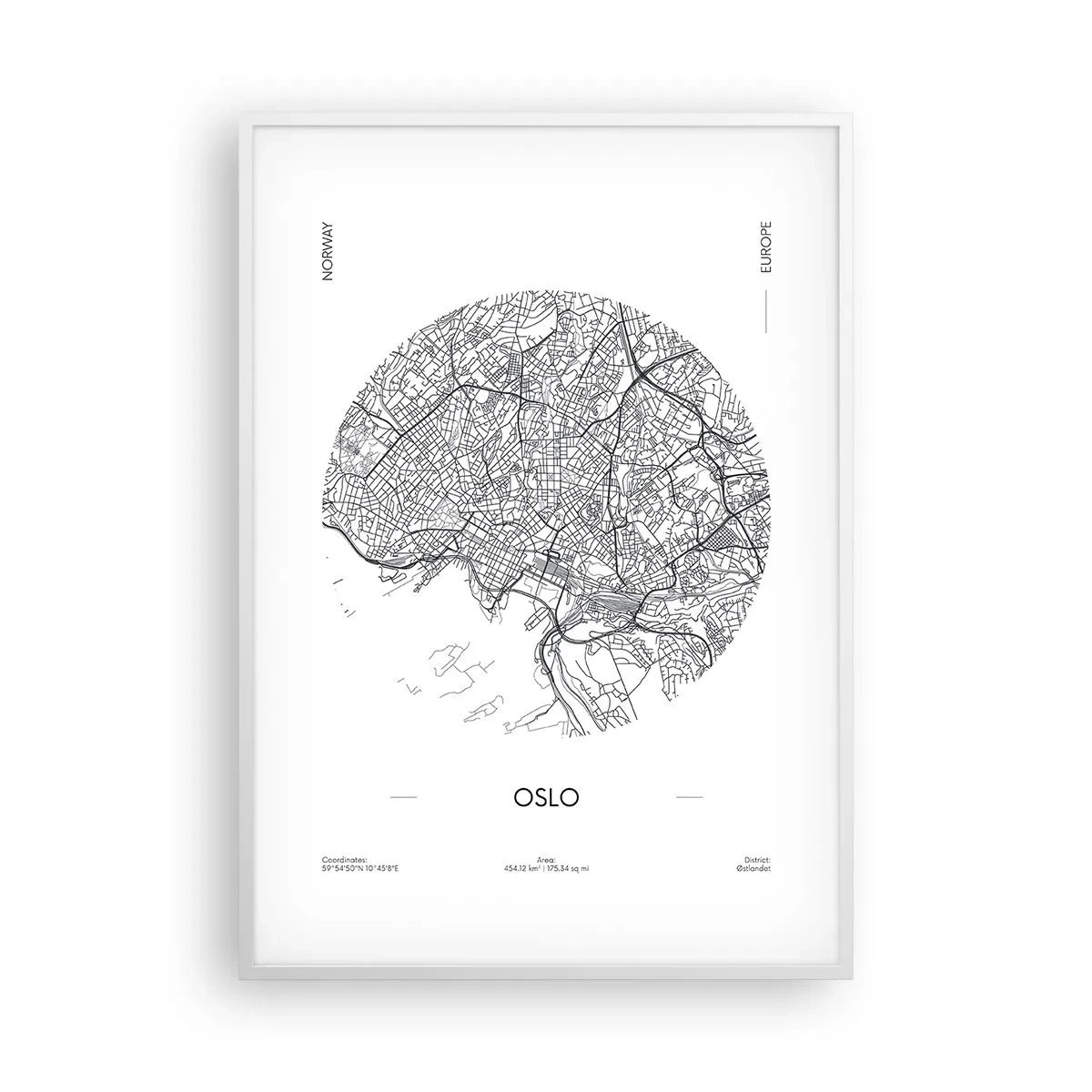 Poster în ramă albă - Anatomia Oslo - 70x100 cm