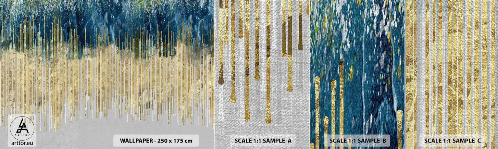 Mostră tapet Premium Canvas - Granița aurită - Bucată, Art Deco, Contemporan - 100x30 cm