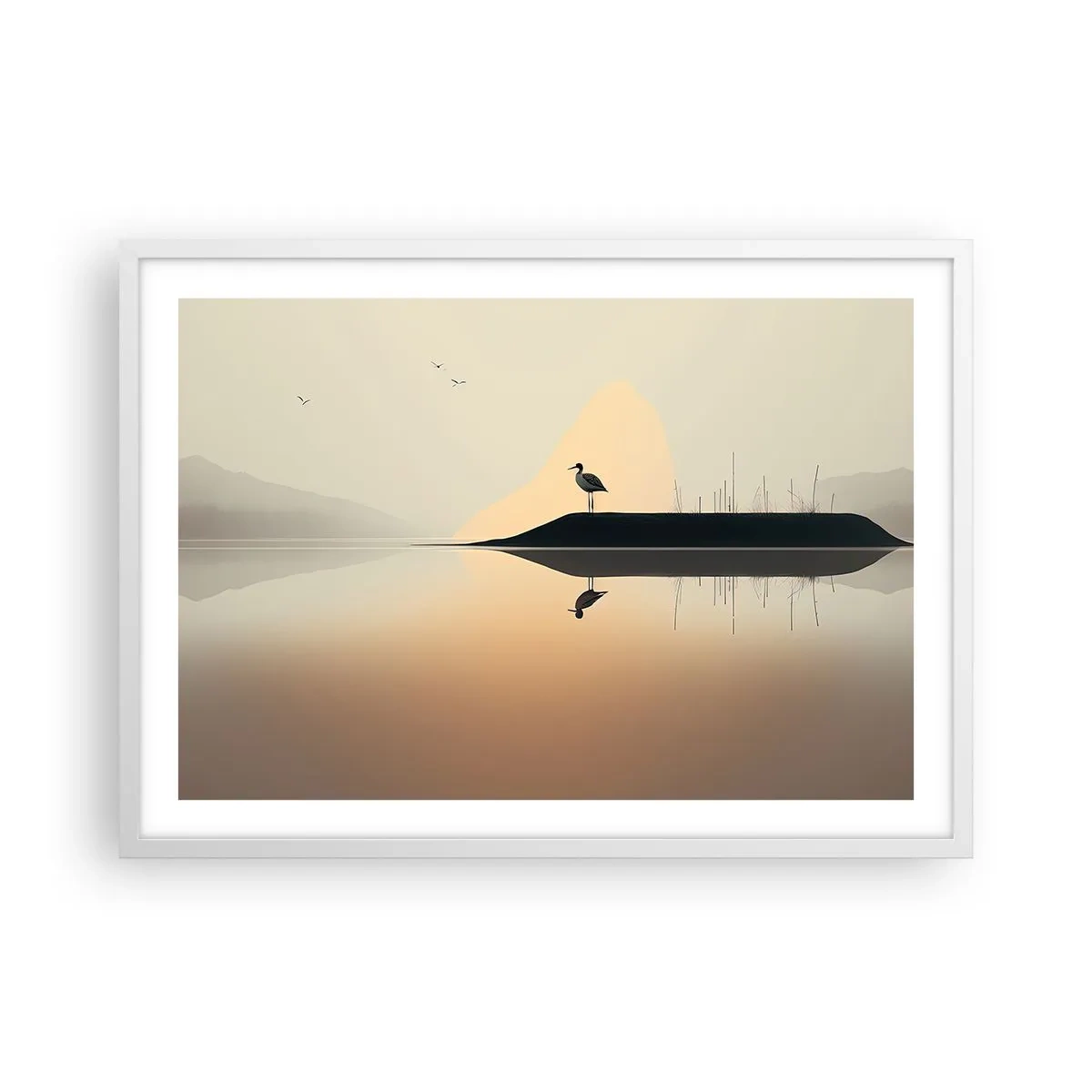 Poster în ramă albă - Domn pe lac - 70x50 cm