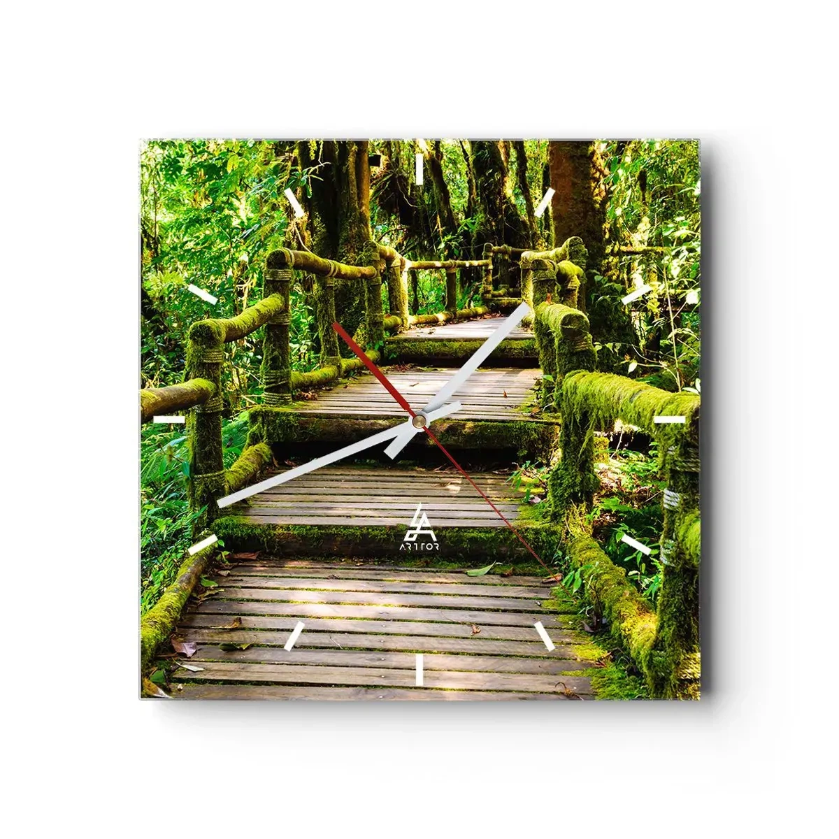 Ceas de perete - Ceas pe sticlă - Coridorul verde - 40x40 cm