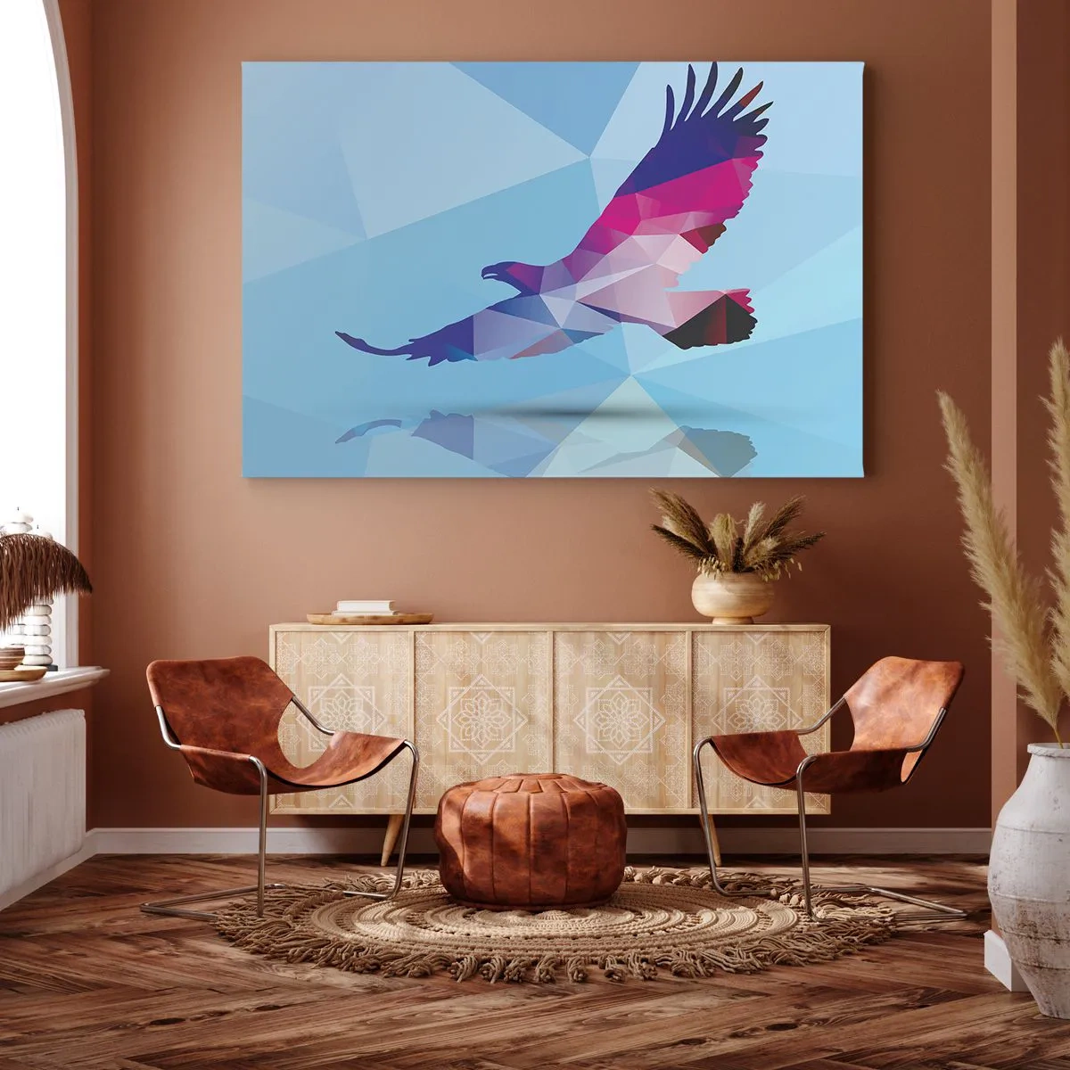 Tablou pe pânză - Vultur în cristal liliachiu - 120x80 cm