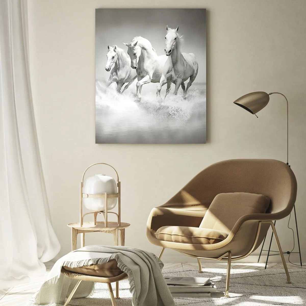Tablou pe sticlă - Nebunie albă - 70x100 cm