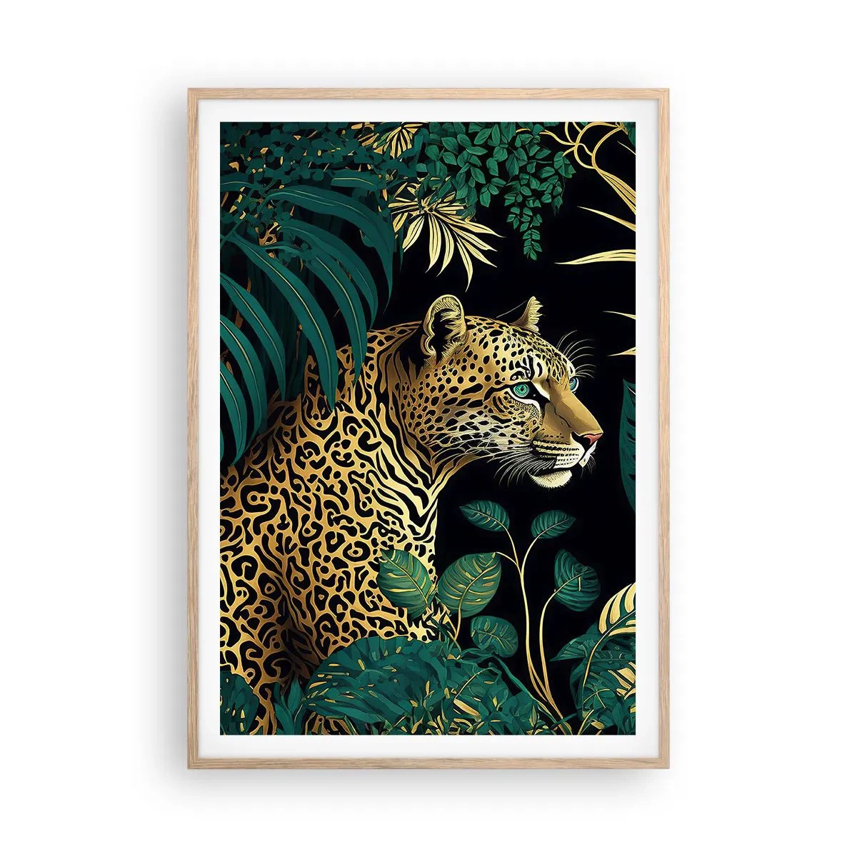 Poster în ramă de stejar deschis - Domnitorul junglei - 70x100 cm