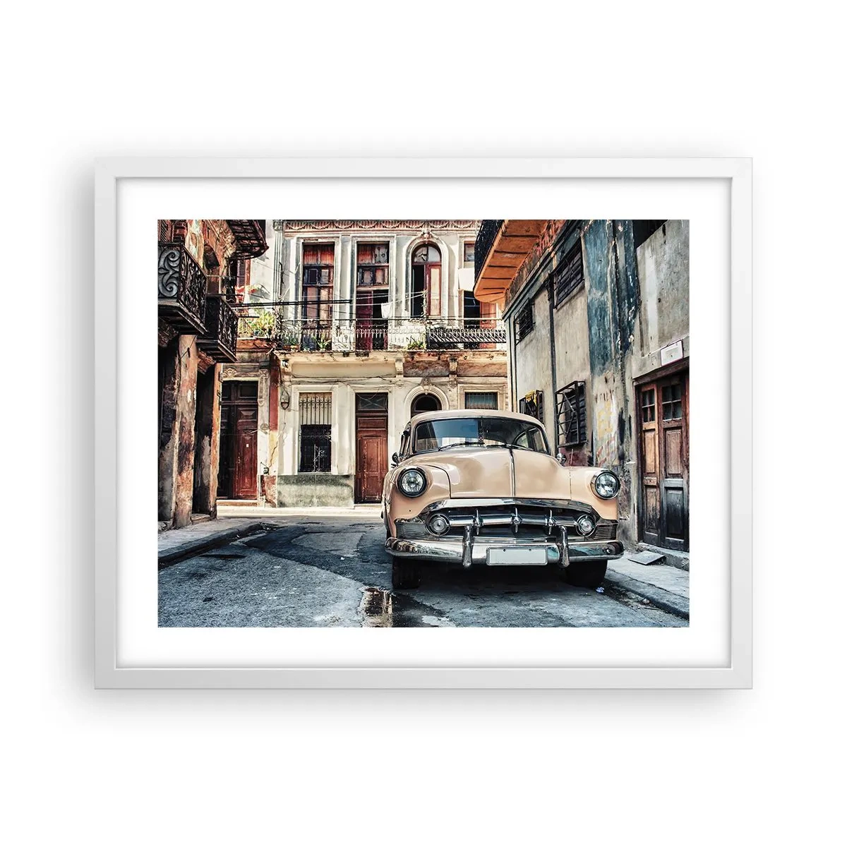Poster în ramă albă - O siestă în Havana - 50x40 cm