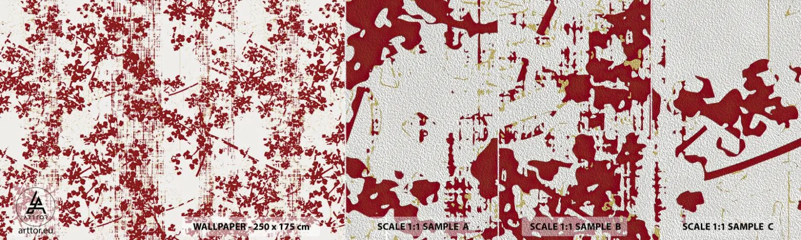 Mostră tapet Premium Sand - Ca un percal vechi - În vârstă, Model, Flori - 100x30 cm