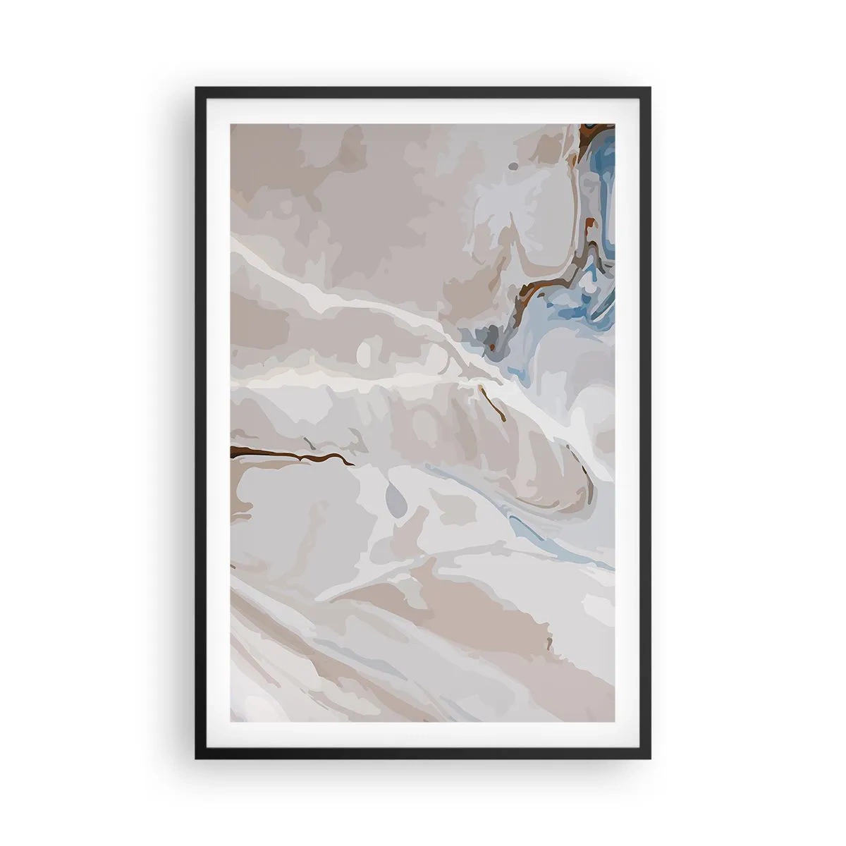 Poster în ramă neagră - Meandre albastre sub alb - 61x91 cm