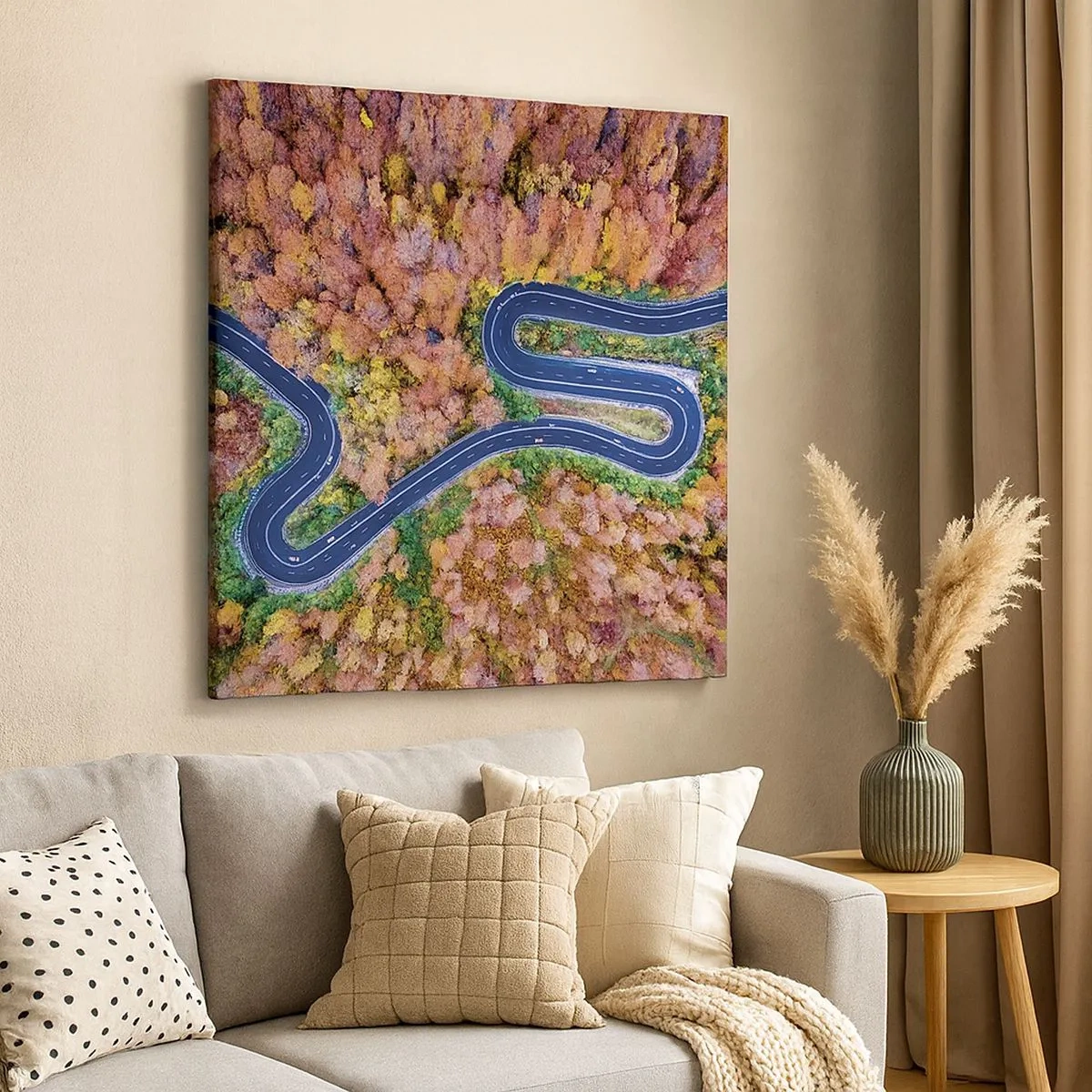 Tablou pe pânză - Un drum șerpuit prin pădure - 30x30 cm