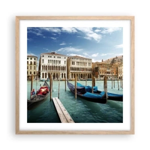 Poster în ramă de stejar deschis - Palate în albastru - 50x50 cm