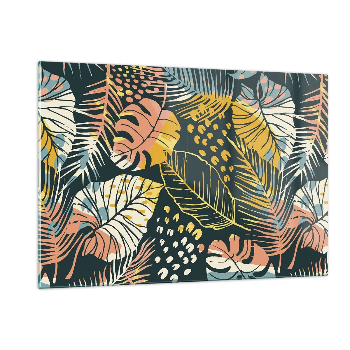 Tablou pe sticlă - Fantezie cu frunze - 120x80 cm