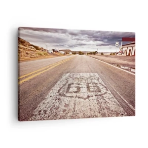 Tablou pe pânză Canvas - Ruta 66 într-un climat deșertic cu un cer pitoresc - 70x50cm - Mother Road - o legendă americană - Decorațiune modernă pentru perete pentru living și dormitor ARTTOR