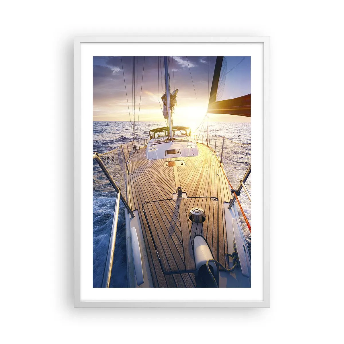 Poster în ramă albă - Alergând pe valuri - 50x70 cm