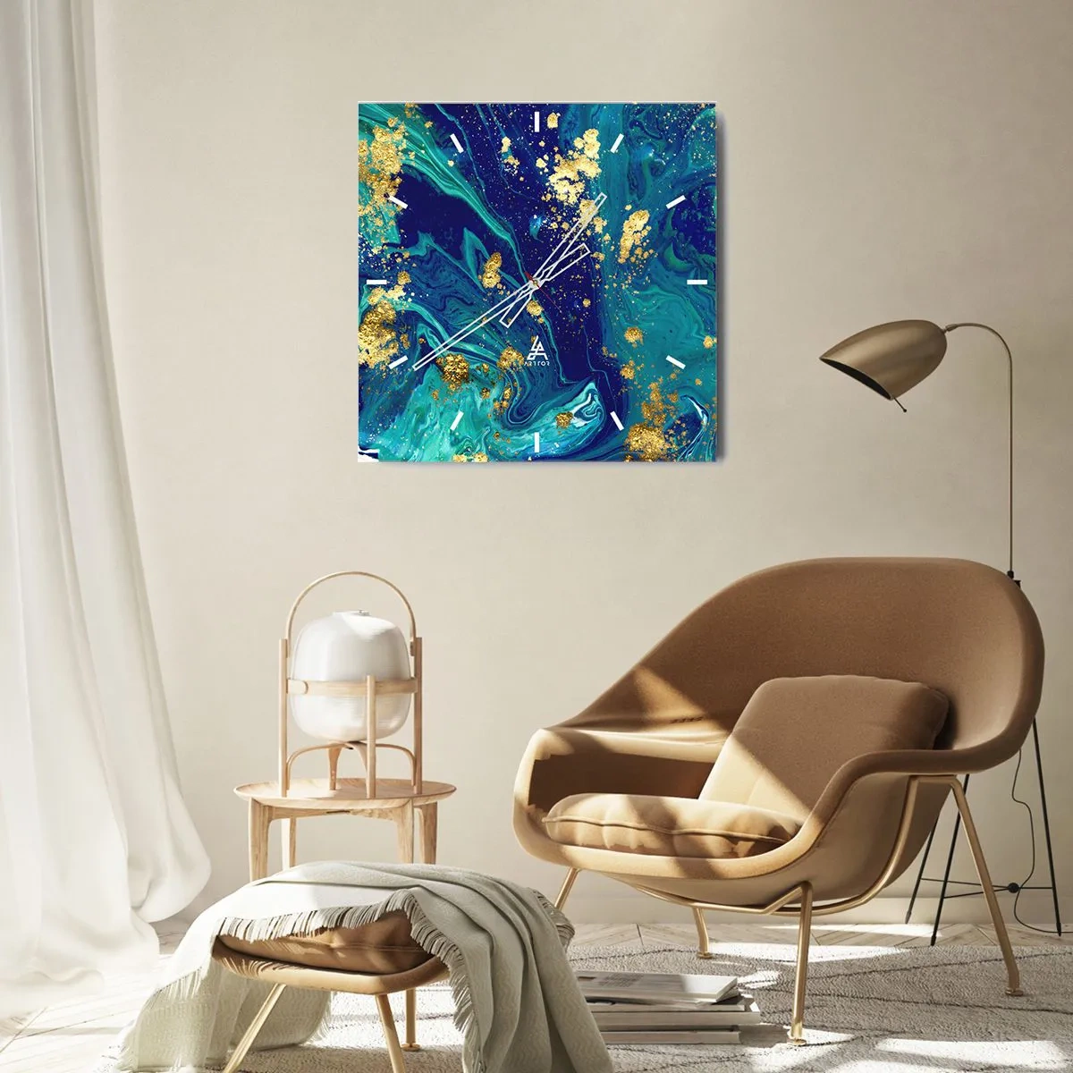 Ceas de perete - Ceas pe sticlă - Petale de soare - 40x40 cm