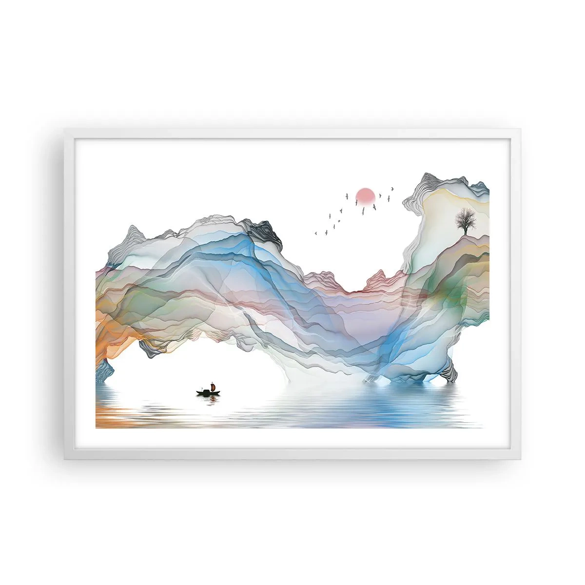Poster în ramă albă - Spre munții de cristal - 70x50 cm