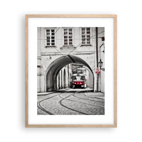Poster în ramă de stejar deschis - Printr-un labirint urban - 40x50 cm