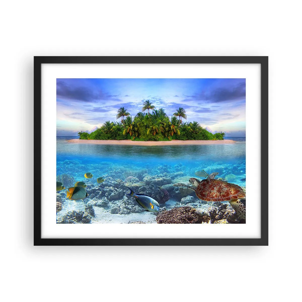 Poster în ramă neagră - Insula paradisiacă vă invită - 50x40 cm