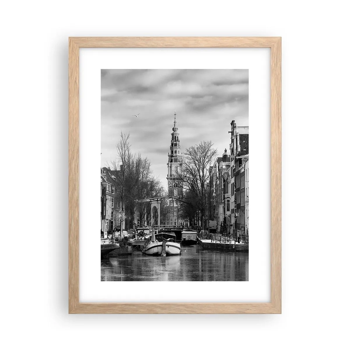 Poster în ramă de stejar deschis - Amsterdam vibes - 30x40 cm