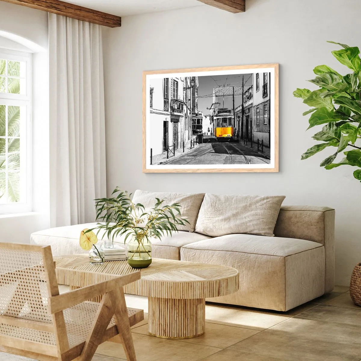 Poster în ramă de stejar deschis - Spiritul Lisabonei - 70x50 cm