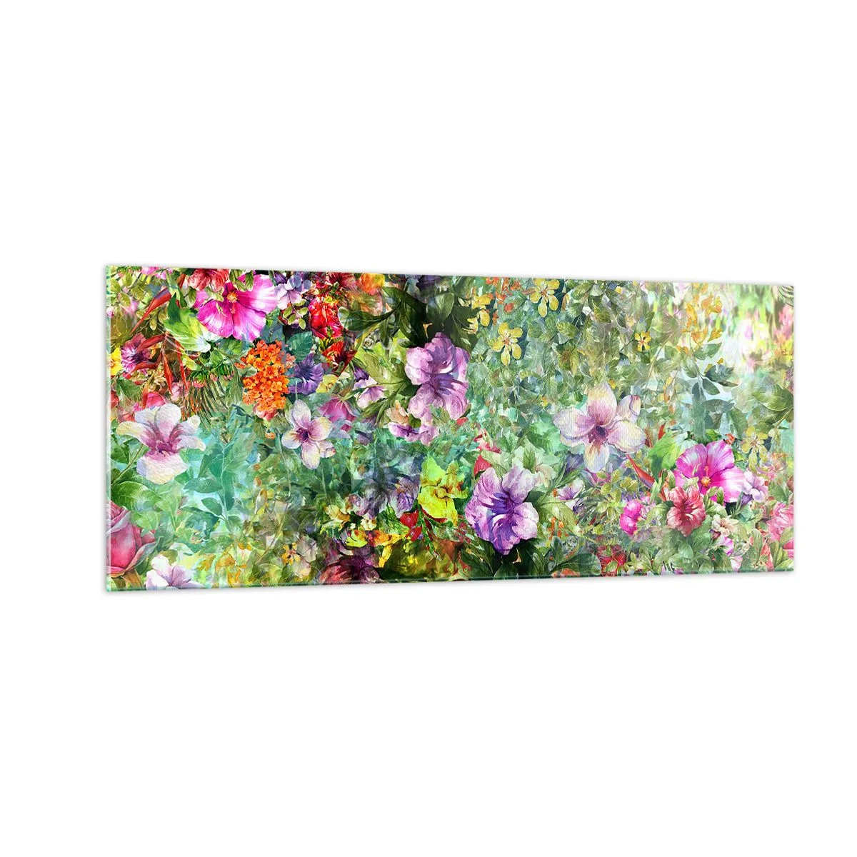 Tablou pe sticlă - Să ne pierdem în flori - 100x40 cm