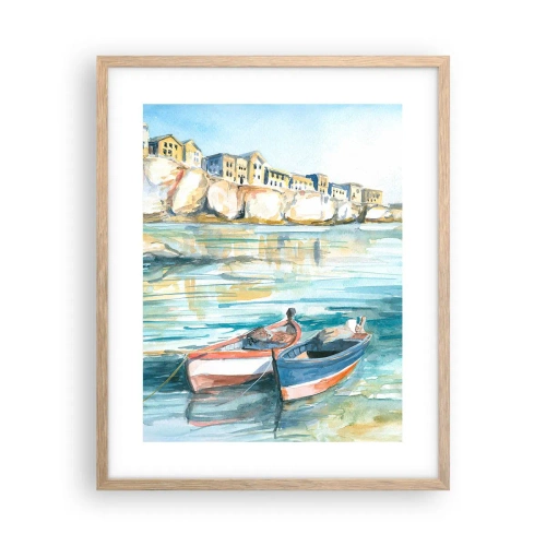 Poster în ramă de stejar deschis - Peisaj în azur - 40x50 cm