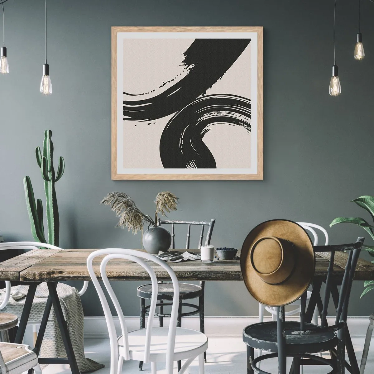 Poster în ramă de stejar deschis - Tare și circular - 60x60 cm