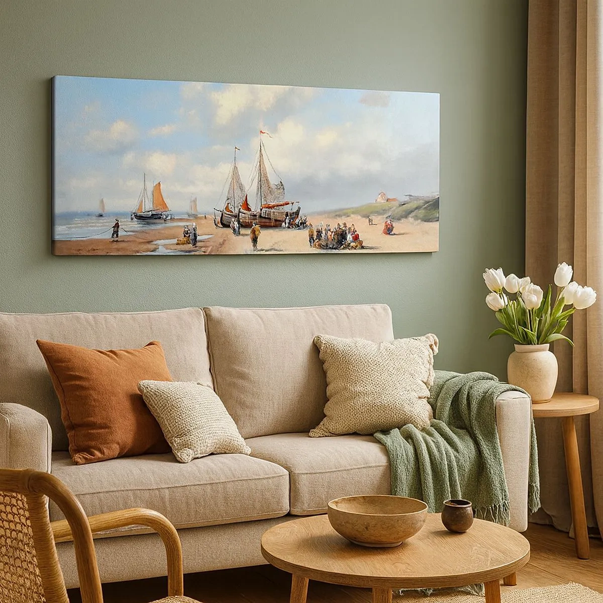 Tablou pe pânză - Pescuit de succes - 100x40 cm