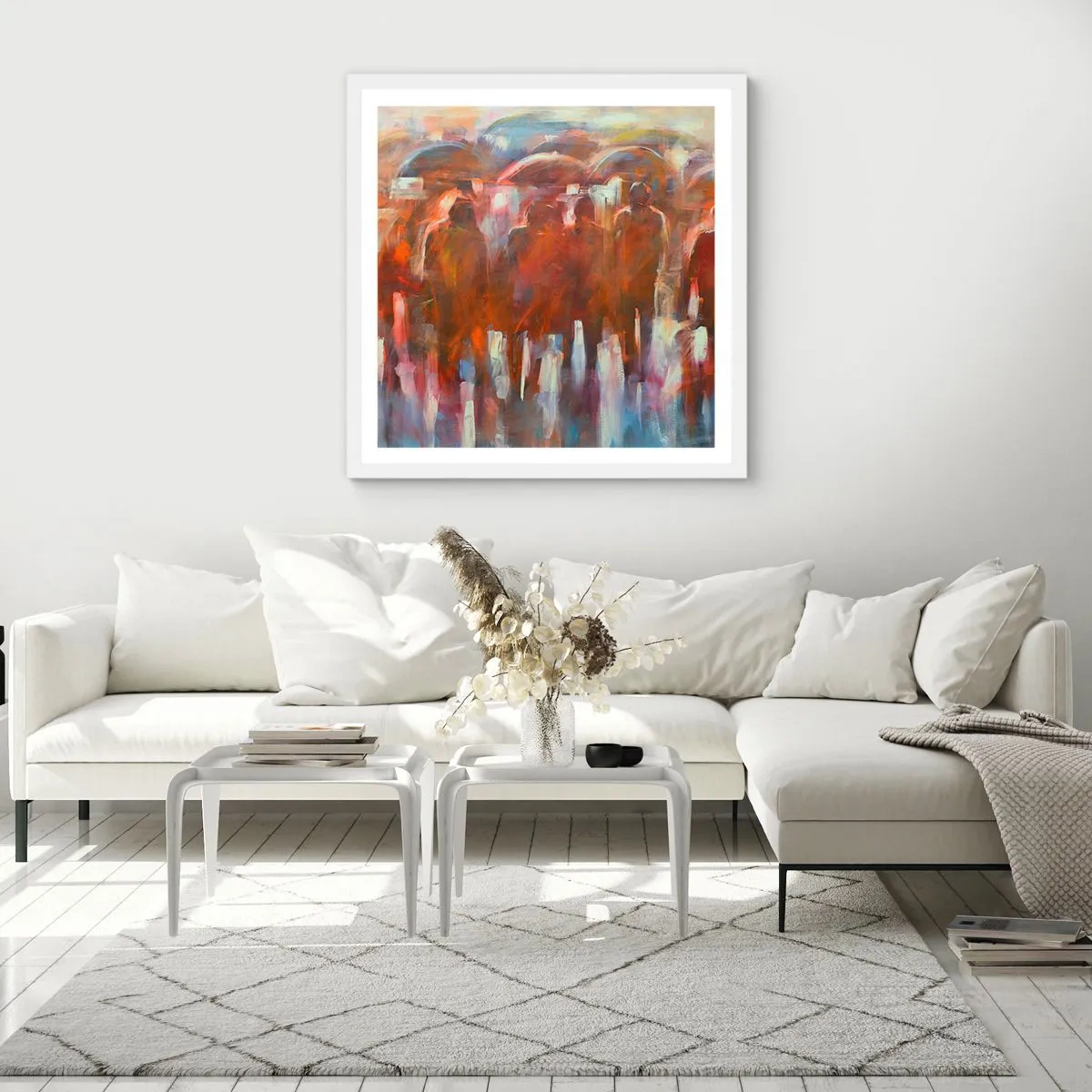 Poster în ramă albă - Egali în ploaie și ceață - 30x30 cm