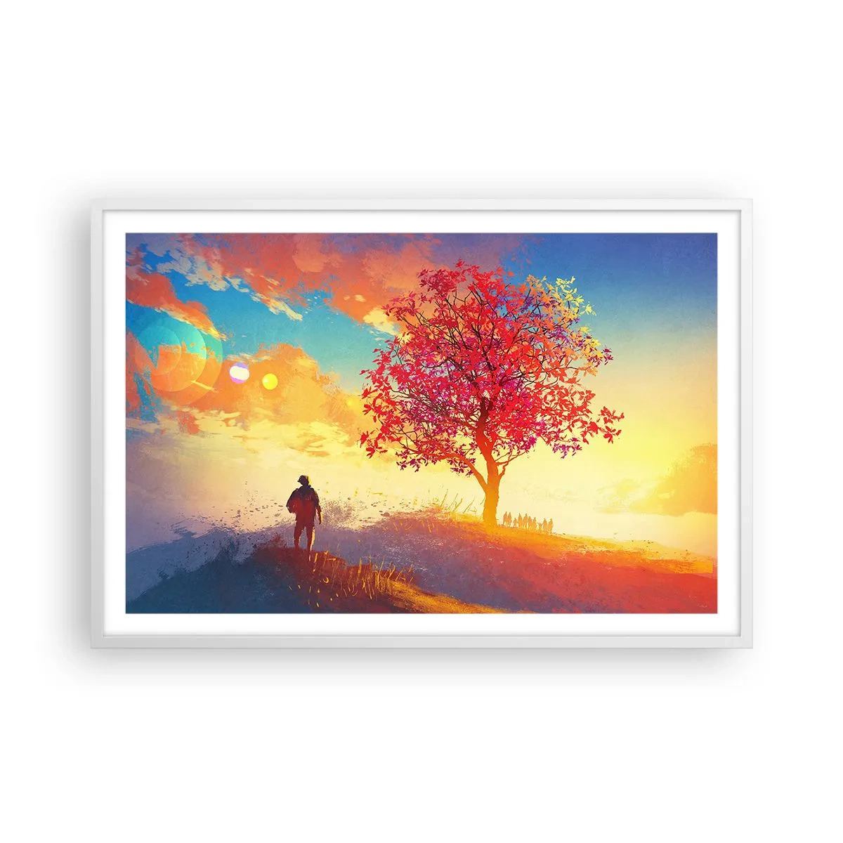 Poster în ramă albă - Pelerin la destinație - 91x61 cm