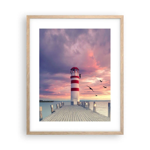 Poster în ramă de stejar deschis - Să ne întoarcem în port - 40x50 cm