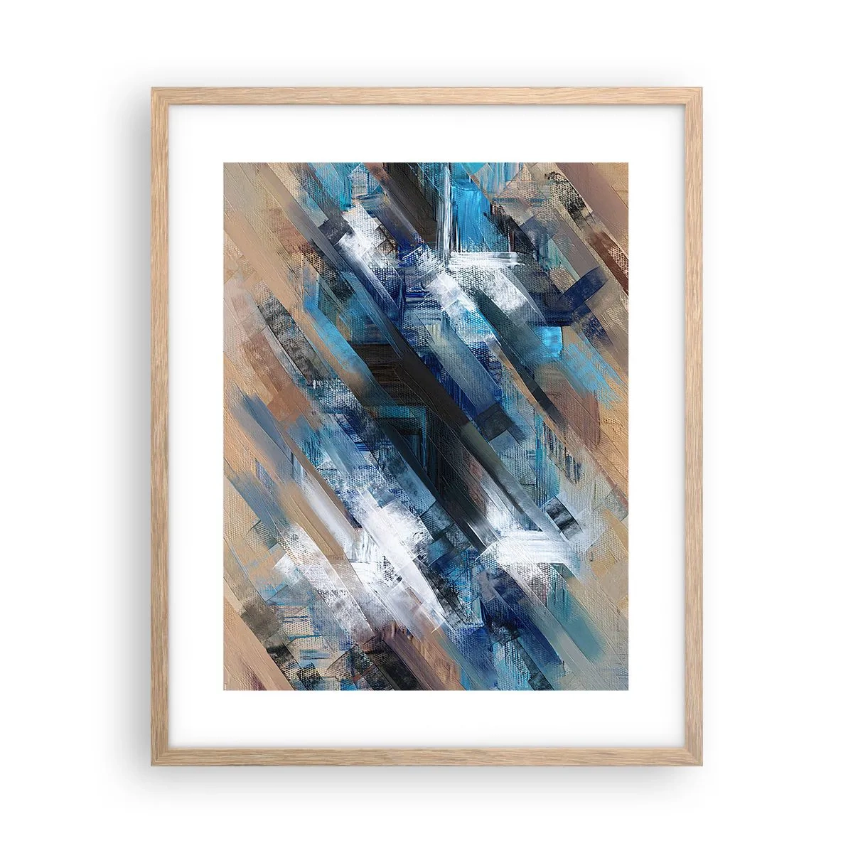 Poster în ramă de stejar deschis - Pe o pantă albastră - 40x50 cm