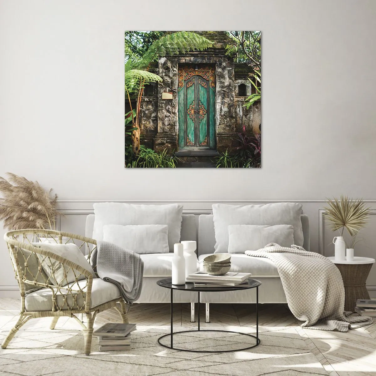 Tablou pe sticlă - O ușă către o lume exotică - 40x40 cm