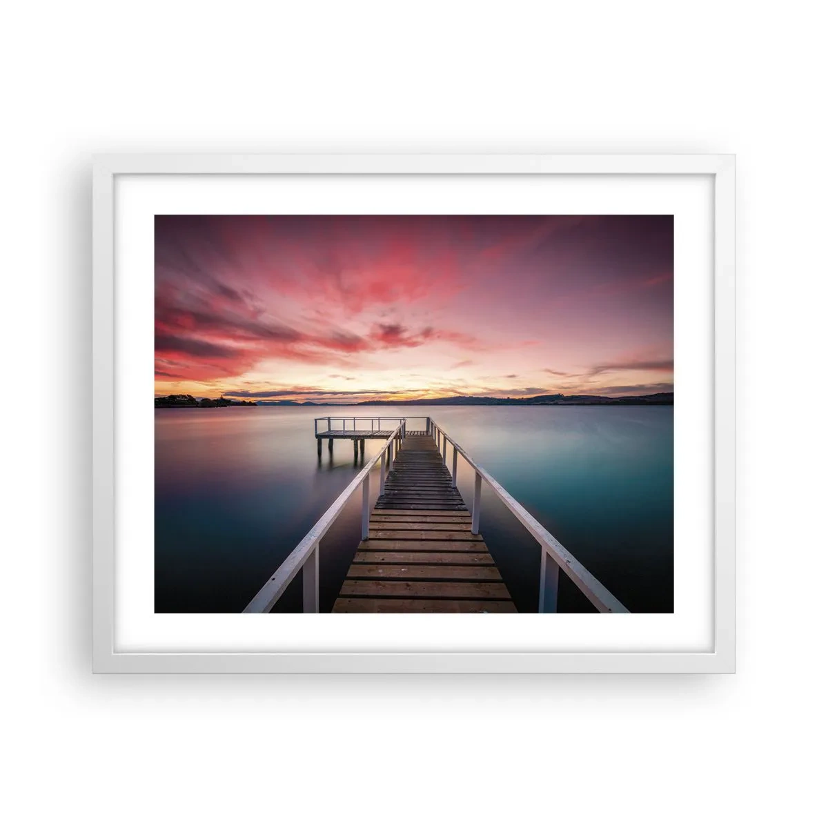 Poster în ramă albă - Flacăra blândă a serii - 50x40 cm