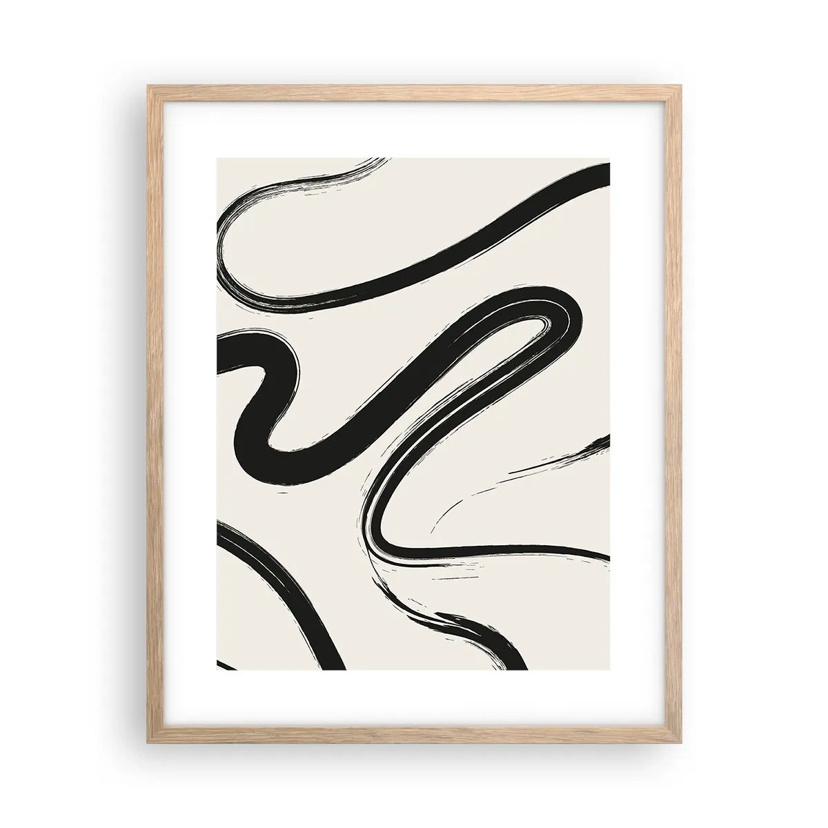 Poster în ramă de stejar deschis - Capriciu în alb și negru - 40x50 cm