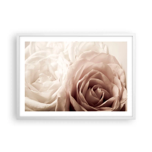 Poster în ramă albă - În inima unui trandafir - 70x50 cm