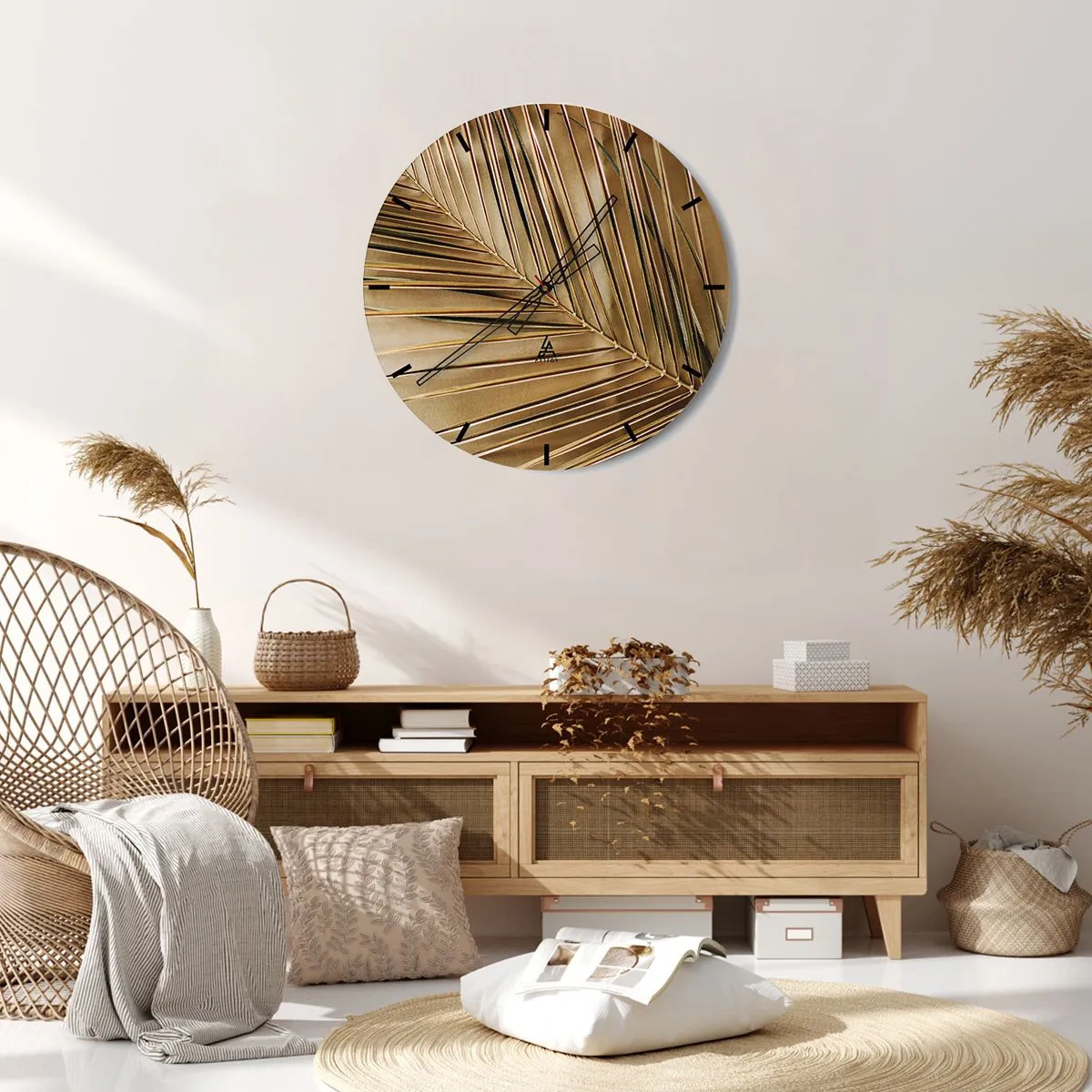 Ceas de perete - Ceas pe sticlă - Model marmorat cu accente violet și aurii - 30x30cm - Colonadă naturală - Decorațiune modernă pentru perete pentru living, bucătărie și dormitor ARTTOR