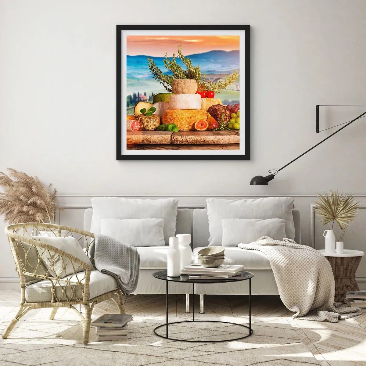 Poster în ramă neagră - Bucurie de viață în stil italian - 30x30 cm