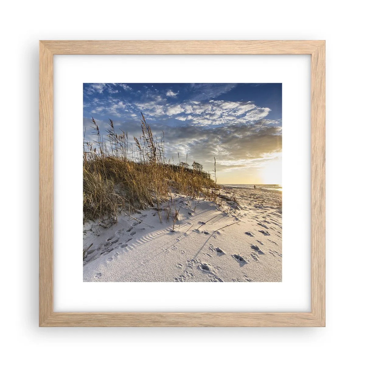 Poster în ramă de stejar deschis - Invitație la o plimbare - 30x30 cm