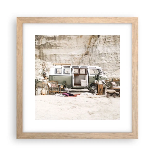 Poster în ramă de stejar deschis - Să înceapă călătoria - 30x30 cm